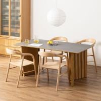 【設置無料】4人用 ダイニングテーブルセット 5点 (幅1650mm 食卓テーブル×1 食卓椅子×4) セラミックテーブル モダン脚 肘付き 板座 ダイニングチェア 木製