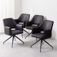 【4脚セット】回転 ダイニングチェア 肘付き ROVA レザーファブリック 回転椅子 シンプル モダン アームチェア デザインチェア リビングチェア 食卓椅子 おしゃれ ORV