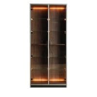 モリタインテリア ハイタイプ コレクションケース ガラス LED 照明付き 収納 棚 ショーケース フィギュアケース コレクションボード ディスプレイラック 幅800×奥行400×高さ1800mm