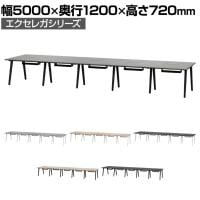 フリーアドレスデスク EXELEGA 10人用 会議用テーブル 幅5000×奥行1200×高さ720mm 配線ホール 配線ボックス付き ミーティングテーブル