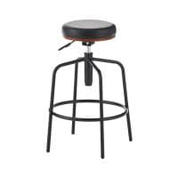 カウンターチェア バーチェア ハイスツール 昇降ハイスツール 幅405×奥行405×高さ696～781mm 丸椅子 店舗 レザー 昇降式 チェア ブラック×MDF座面