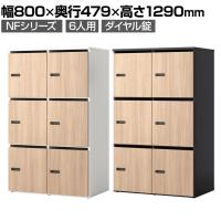 NF 木製パーソナルロッカー 6人用 2列3段 A3 A4対応 投函口 ダイヤル錠 ソフトクローズ機構 アジャスター付き 扉付き 棚板付 幅800×奥行479×高さ1290mm