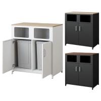 OCシリーズ 収納カウンター ゴミ箱収納 フラット天板 ゴミ箱2個セット 70L スチール製 幅900×奥行550×高さ990mm スリット キッチン ゴミ箱 収納 休憩室