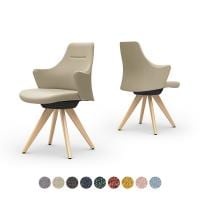 オカムラ ライブス Lives ワークチェア Work Chair CD43YR オフィスチェア 背・肘・座一体 ロータイプ 木脚 固定脚 布張り(インターロック) ブラックボディ 木脚ナチュラル色