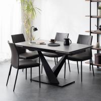 【設置無料】4人用 伸長式 ダイニングテーブルセット 5点(幅1400mm～2000mm 食卓テーブル×1 食卓椅子×4) セラミックテーブル 4～6人掛け モダン