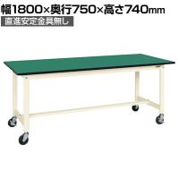 【抗菌加工】サカエ 軽量作業台KSタイプ 移動式・直進安定金具無し KS-187FEURI 幅1800×奥行750×高さ740mm【SIAA】