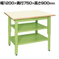 サカエ 軽量立作業台KDタイプ 中板 中棚付き 幅1200×奥行750×高さ900mm KD-49NIGT2