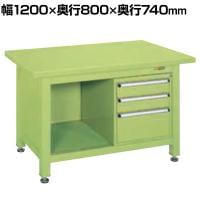 サカエ 超重量作業台Wタイプ キャビネットW-3N付き 幅1200×奥行800×高さ740mm WS-2F3B