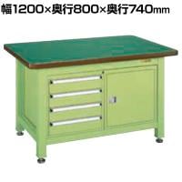 サカエ 超重量作業台Wタイプ キャビネットW-0N、W-4N付き 幅1200×奥行800×高さ740mm WF-240B