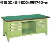 サカエ 超重量作業台Wタイプ キャビネットW-3N×2個付き 幅1800×奥行800×高さ740mm WF-83F3B