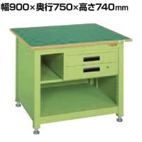 サカエ 一人用作業台KTタイプ キャビネット 中棚付き 幅900×奥行750×高さ740mm KT-212FEN