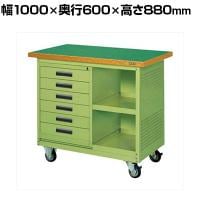 サカエ 移動作業車 6段引出し ロッカー パネル付き 幅1000×奥行600×高さ880mm SKR-310P