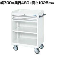 サカエ キャビネットワゴン 棚板付き 幅700×奥行480×高さ1025mm CV-102TW