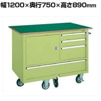 サカエ キャビネットワゴン 天板付き 幅1200×奥行750×高さ890mm Q-22BTE
