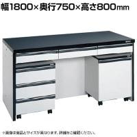 サカエ サイド実験台 キャビネットワゴン2台 引出し付き 幅1800×奥行750×高さ800mm STA-18LAC
