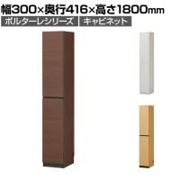 キャビネット 壁面収納 本棚 スリム 巾木よけ 配線穴 耐震ラッチ ダンパー付き扉 ポルターレ POR-1830D 幅300×奥行416×高さ1800mm 白井産業 国産