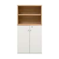 キャビネット システムキャビネット 収納棚 可動棚付き 書庫 木製 鍵付き扉 幅597×奥行316×高さ1188mm コックピットステーション SHIRAI×オフィスコム