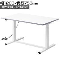 電動昇降作業台 静止荷重100kg スタンディングデスク パソコンデスク 作業台 メラミン天板 遠隔操作 幅1200×奥行750×高さ634～1284mm 物流 倉庫 工場