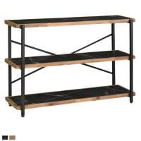 オープンラック 3段 収納 棚 メラミン スチール脚 本棚 シェルフ リビング収納 ディスプレイラック ルンバブル 幅1180×奥行380×高さ815mm 耐荷重90kg