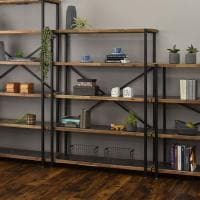 オープンラック 5段 収納 棚 メラミン スチール脚 本棚 シェルフ リビング収納 ディスプレイラック ルンバブル 幅1180×奥行380×高さ1535mm 耐荷重150kg