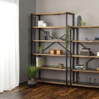 オープンラック 6段 収納 棚 メラミン スチール脚 本棚 シェルフ リビング収納 ディスプレイラック ルンバブル 幅1180×奥行380×高さ1895mm 耐荷重180kg