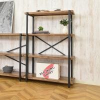 オープンラック 4段 収納 棚 メラミン スチール脚 本棚 シェルフ リビング収納 ディスプレイラック ルンバブル 幅780×奥行380×高さ1175mm 耐荷重120kg