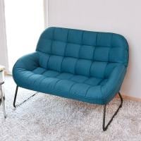 2人掛け ソファ ファブリック スチール脚 コンパクト リビングソファ パーソナルソファ おしゃれ かわいい モダン ルンバブル 幅1160×奥行770×高さ830mm