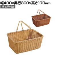 PP製バスケット 持ち手付き 買い物カゴ 水洗い可 収納カゴ かごバスケット 業務用 店頭用 店舗什器 陳列什器 雑貨 食料品 おしゃれ 幅400×奥行300×高さ170mm