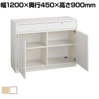 バックカウンターレジスタンド 受付カウンター 会計カウンター 木製 引き出し 配線キャップ 店舗什器 接客 業務用 幅1200×奥行450×高さ900mm