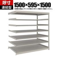 【追加/増設用】TRUSCO スチールラック 薄板ラック(棚板分割タイプ/耐荷重100kg) 幅1500×奥行595×高さ1500mm 7段連結 日本製 ネオグレー
