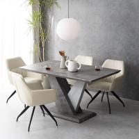 4人用 ダイニングテーブルセット 5点(幅1500mm 食卓テーブル×1 食卓椅子×4) 大理石調 モルタル風 コンクリート調 スタッキング可 オシャレ 高級感 モダン