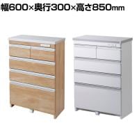 バリュテック・インターナショナル ステンレス天板薄型チェスト キッチンカウンター 収納カウンター 省スペース 給湯室 清潔 水・汚れに強い 背面化粧仕上 コンセント付 幅600×奥行300×高さ850mm