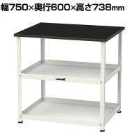 山金工業 天板付きワゴン 実験用 ラボワゴン 固定式 棚板2段 高耐薬品性天板 黒 ワークテーブル LABシリーズ 実験台 LKT-7560BKW 幅750×奥行600×高さ738mm