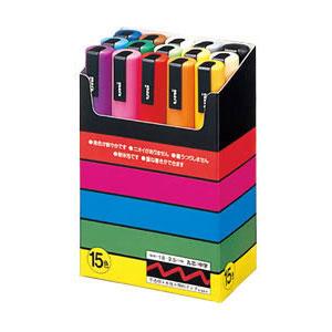 送料無料】 15色セット 水性マーカー マジック ポスカ 中字 1.8～2.5m
