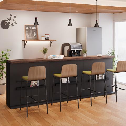 送料無料】 カウンターテーブル 書籍ラック付き 可動棚 収納 両面