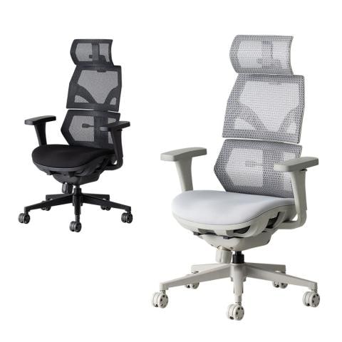 【ライトグレー×ライトグレー:7月30日入荷予定】小柄・低身長向けエルゴノミクスチェア RESTIVA-02 オフィスチェア 低座面 コンパクト ランバーサポート ヘッドレスト リクライニング 座面スライド メッシュ デスクチェア レスティバ レスティヴァ