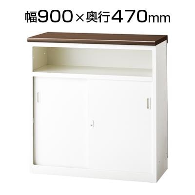 ホワイト木製キッチンカウンター 左右ガラス棚付き 楽天市場