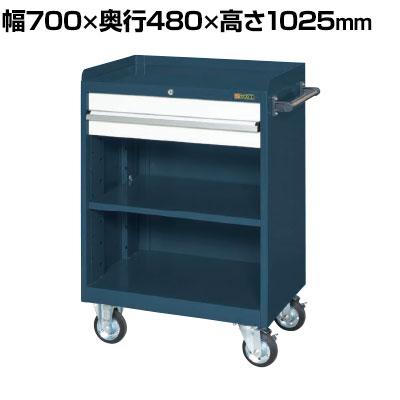 送料無料】 サカエ キャビネットワゴン 棚板付き 幅700×奥行480×高さ