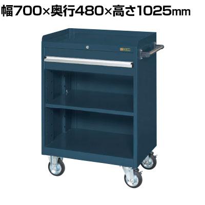 送料無料】 サカエ キャビネットワゴン 棚板付き 幅700×奥行480×高さ