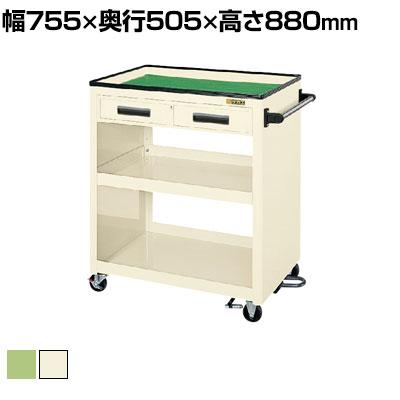 送料無料】 サカエ パネルワゴンフットブレーキ付き(ゴム車・天板皿型