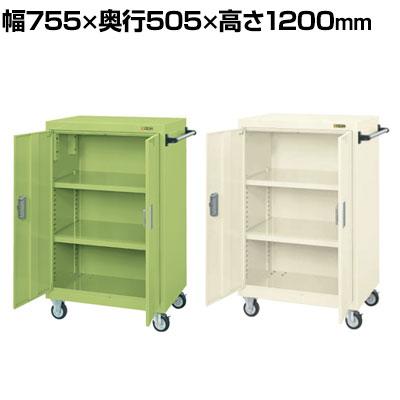 送料無料】 サカエ パネルワゴン(ゴム車・扉付き) PKW-6ALN 幅755×奥行
