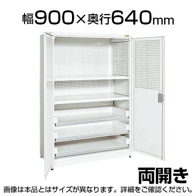 送料無料】 サカエ PNH9063PC3W | 保管システム収納庫 鍵付き 両開扉