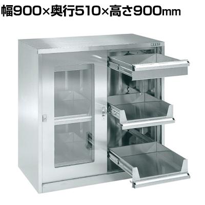 サカエ ステンレス保管ユニット(引違い戸タイプ) SU-93H (144144) 送料無料 サカエ ステンレス保管ユニット 引違い戸タイプ 棚板2枚
