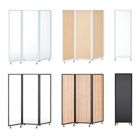 スレディ 折りたたみパーテーション キャスター付き 3連 アルミ 連結可能 自立式 幅1800×高さ1800mm 移動式 衝立 オフィス