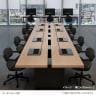 Work Plus×オフィスコム SLIT & BOX FREE ADDRESS DESK 6人用 フリーアドレスデスク ミーティングテーブル 作業台 OAタップ対応 クランプ取り付け可能 幅3600×奥行1280×高さ720mm-1