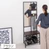 多機能ハンガーラック ミラー付き 棚付き コートハンガー ハンガーラック 小物収納 木目柄 アジャスター付き 幅620×奥行330×高さ1695mm-3