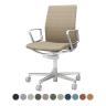 コクヨ ファブレ FABRE ファブリックタイプ ポリッシュ脚 ストライプタイプ アルミサークル肘 本体ホワイト ポリウレタン巻きキャスター オフィスチェア ミーティングチェア 会議用椅子 C01P162CUW-19