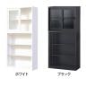 【国産】スチール書庫 上下セット ガラス引戸+オープン 鍵付き ホワイト ブラック 幅880×奥行380×高さ1860mm スチールキャビネット オフィス 収納 事務所-1