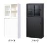 【国産】 スチール書庫 上下セット ガラス引戸+引戸 鍵付き ホワイト ブラック 幅880×奥行380×高さ1860mm スチールキャビネット オフィス 収納 事務所-1
