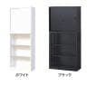 【国産】スチール書庫 上下セット 引戸書庫+オープン書庫 鍵付き ホワイト ブラック 幅880×奥行380×高さ1860mm スチールキャビネット オフィス 収納 事務所-1